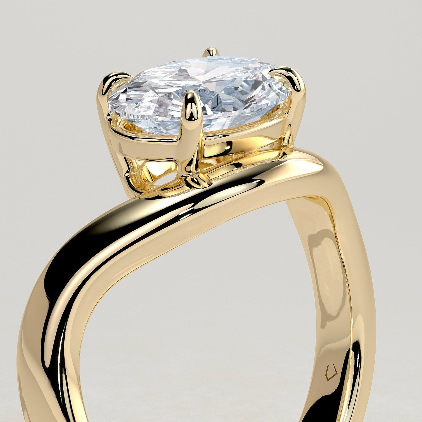 2 CT Oval Solitaire Wave Band Moissanite Engagement Ring