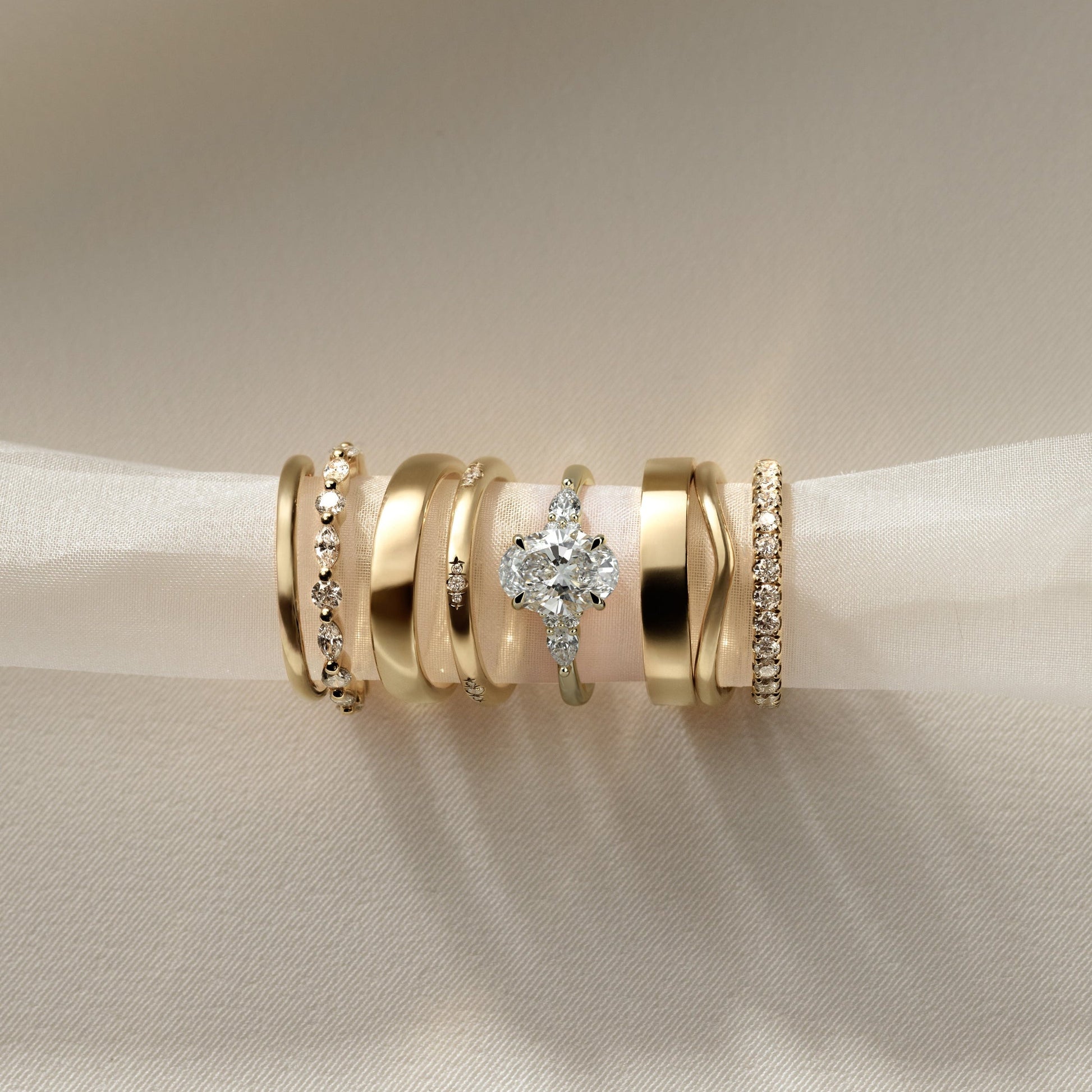 2 CT Oval Cluster Moissanite Engagement Ring