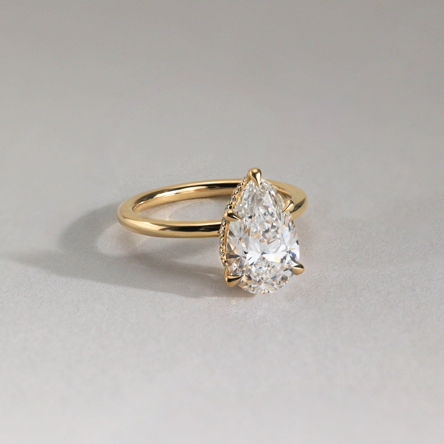 2 CT Pear Hidden Halo Moissanite Engagement Ring