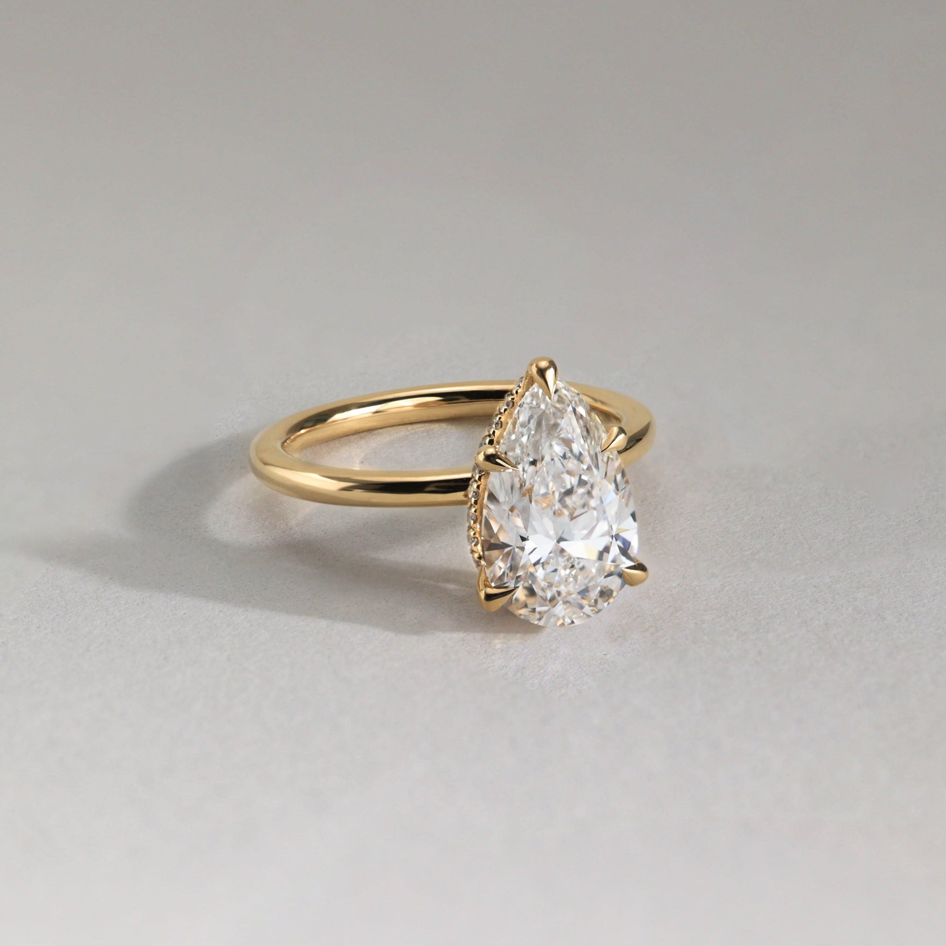 2 CT Pear Hidden Halo Moissanite Engagement Ring