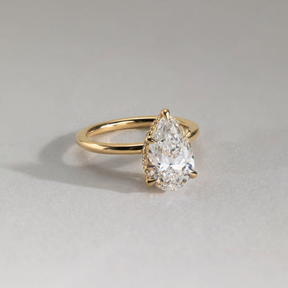 2 CT Pear Hidden Halo Moissanite Engagement Ring
