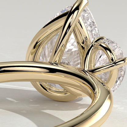 1 TCW Pear Toi et Moi Moissanite Engagement Ring