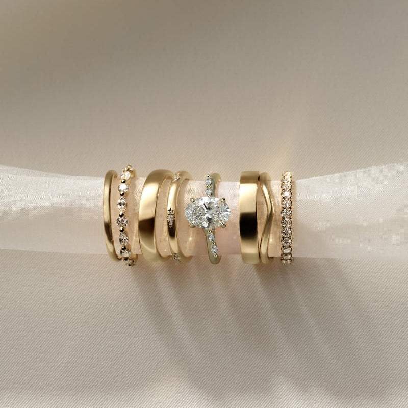 2 CT Oval Pave Moissanite Engagement Ring