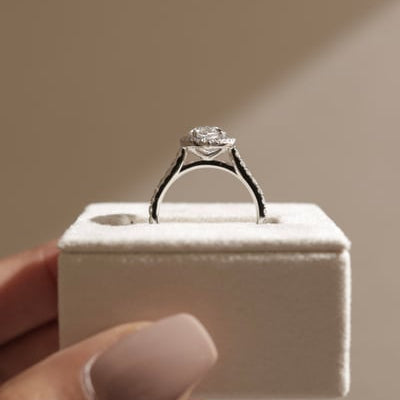 2 CT Marquise Halo & Pave Moissanite Engagement Ring