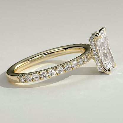 2 CT Radiant Pave Moissanite Engagement Ring