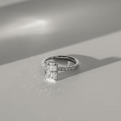 2 CT Radiant Pave Moissanite Engagement Ring