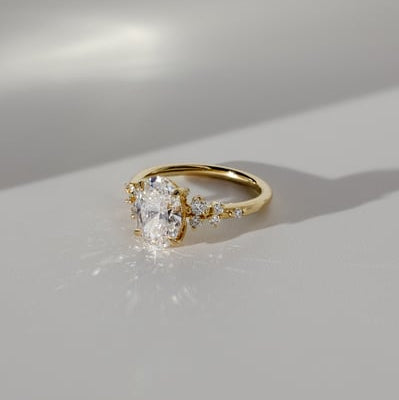 2 CT Oval Cluster Moissanite Engagement Ring