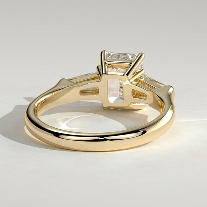 2 CT Emerald Three Stone Moissanite Engagement Ring