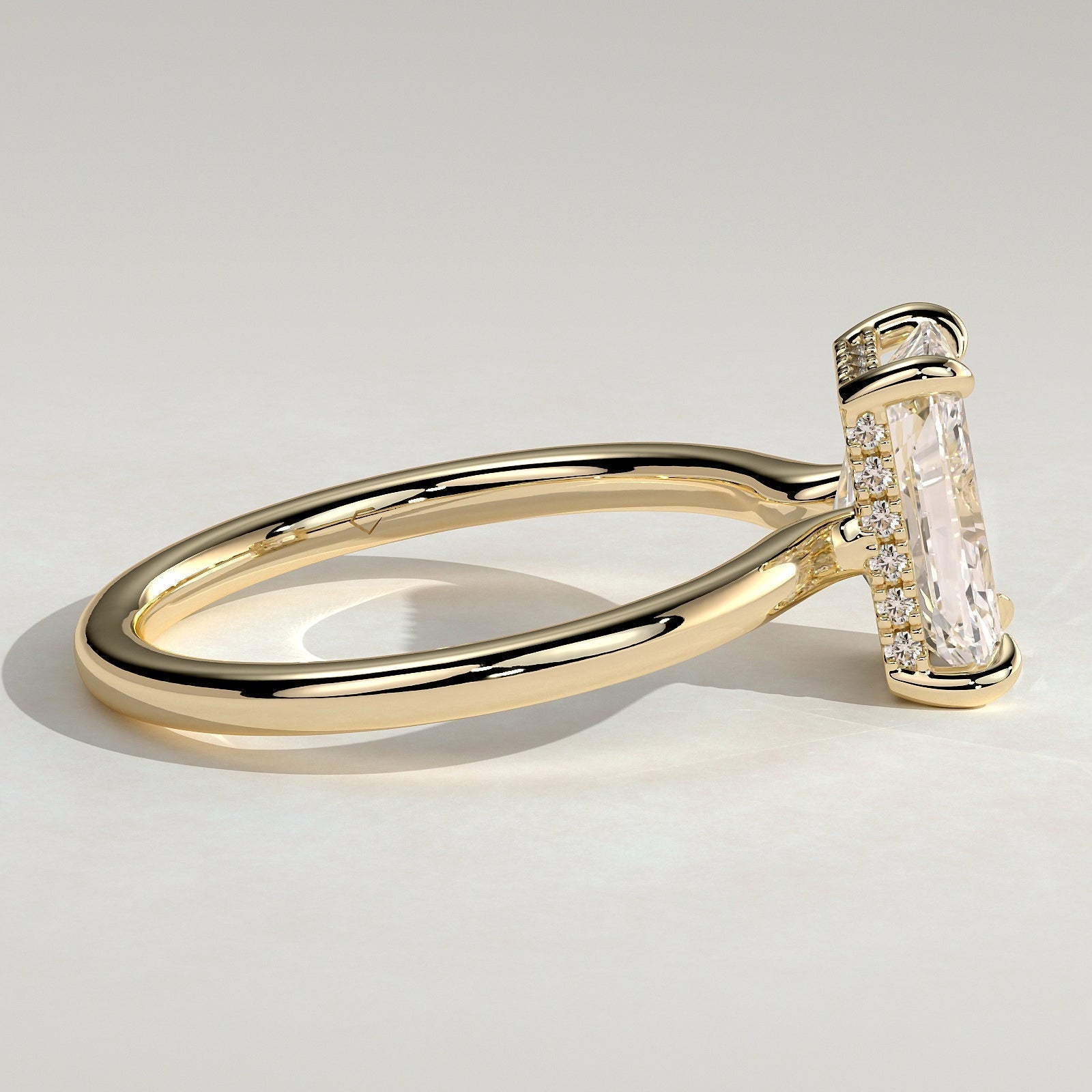 2 CT Radiant Hidden Halo Moissanite Engagement Ring
