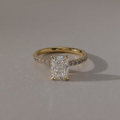 2 CT Elongated Pave Moissanite Engagement Ring
