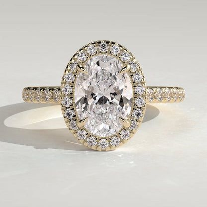 2 CT Oval Halo & Pave Moissanite Engagement Ring