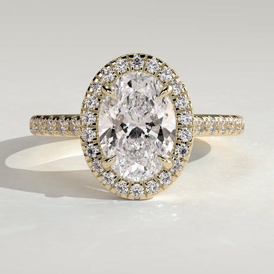 2 CT Oval Halo & Pave Moissanite Engagement Ring