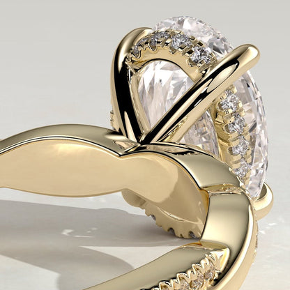 2 CT Oval Twisted Pave Moissanite Engagement Ring
