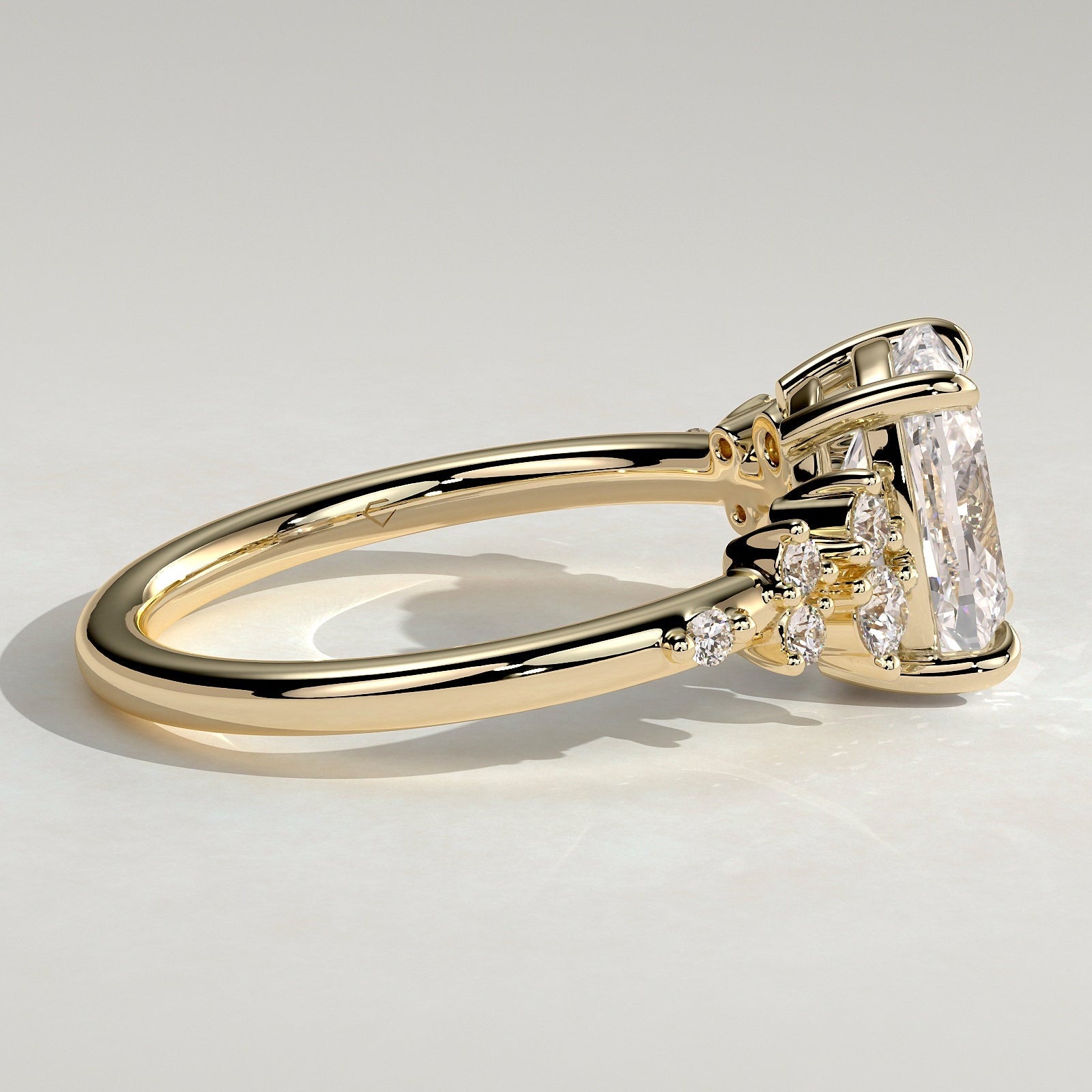 2 CT Elongated Cushion Cluster Moissanite Engagement Ring
