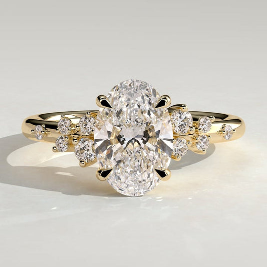 2 CT Oval Cluster Moissanite Engagement Ring