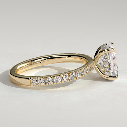 2 CT Elongated Pave Moissanite Engagement Ring