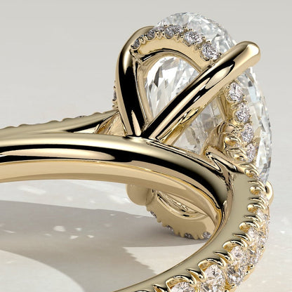 2 CT Oval Hidden Halo & Pave Moissanite Engagement Ring