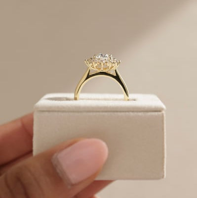 2 CT Oval Halo Moissanite Engagement Ring