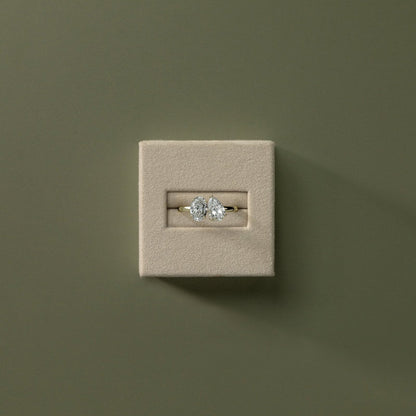 1 CT Pear Toi et Moi Moissanite Engagement Ring