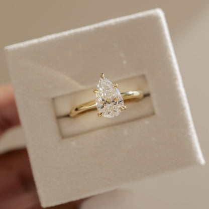 2 CT Pear Hidden Halo Moissanite Engagement Ring