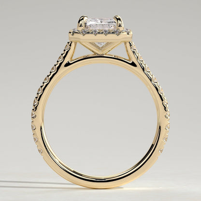 2 CT Radiant Halo & Pave Moissanite Engagement Ring