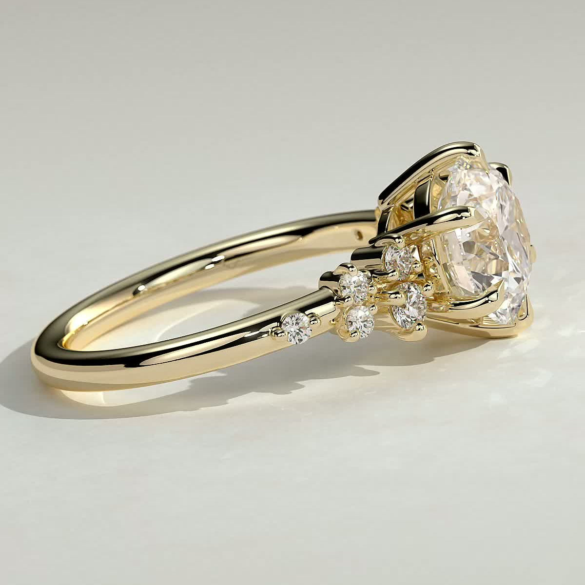 2 CT Round Cluster Moissanite Engagement Ring