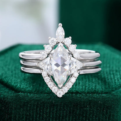 0.9 CT Marquise Three Stone Moissanite Bridal Set