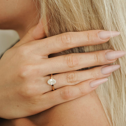 2.30 CT Oval Hidden Halo Moissanite Engagement Ring