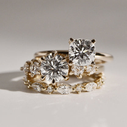 2 CT Cushion Hidden Halo Moissanite Engagement Ring