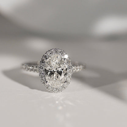 2.40 CT Oval Halo & Pave Moissanite Engagement Ring