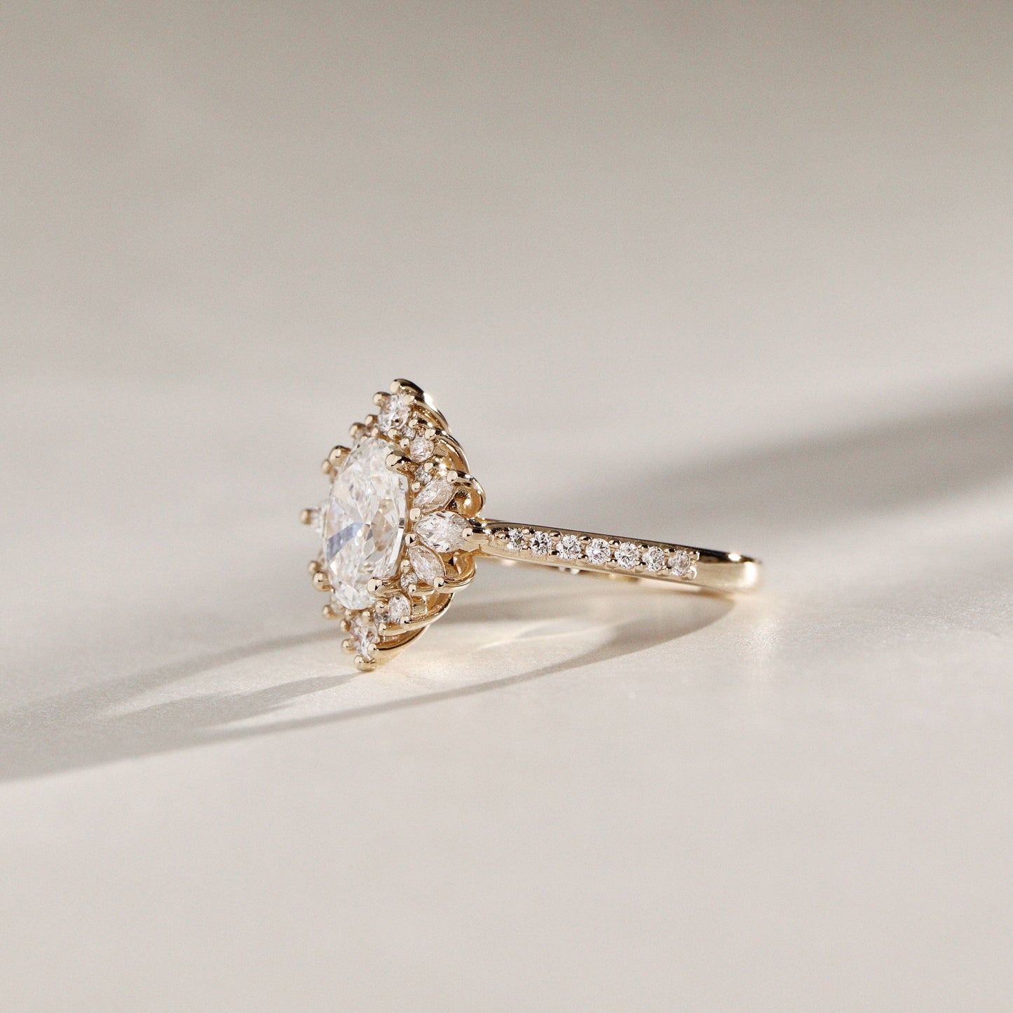 1.40 CT Oval Cluster Moissanite Engagement Ring