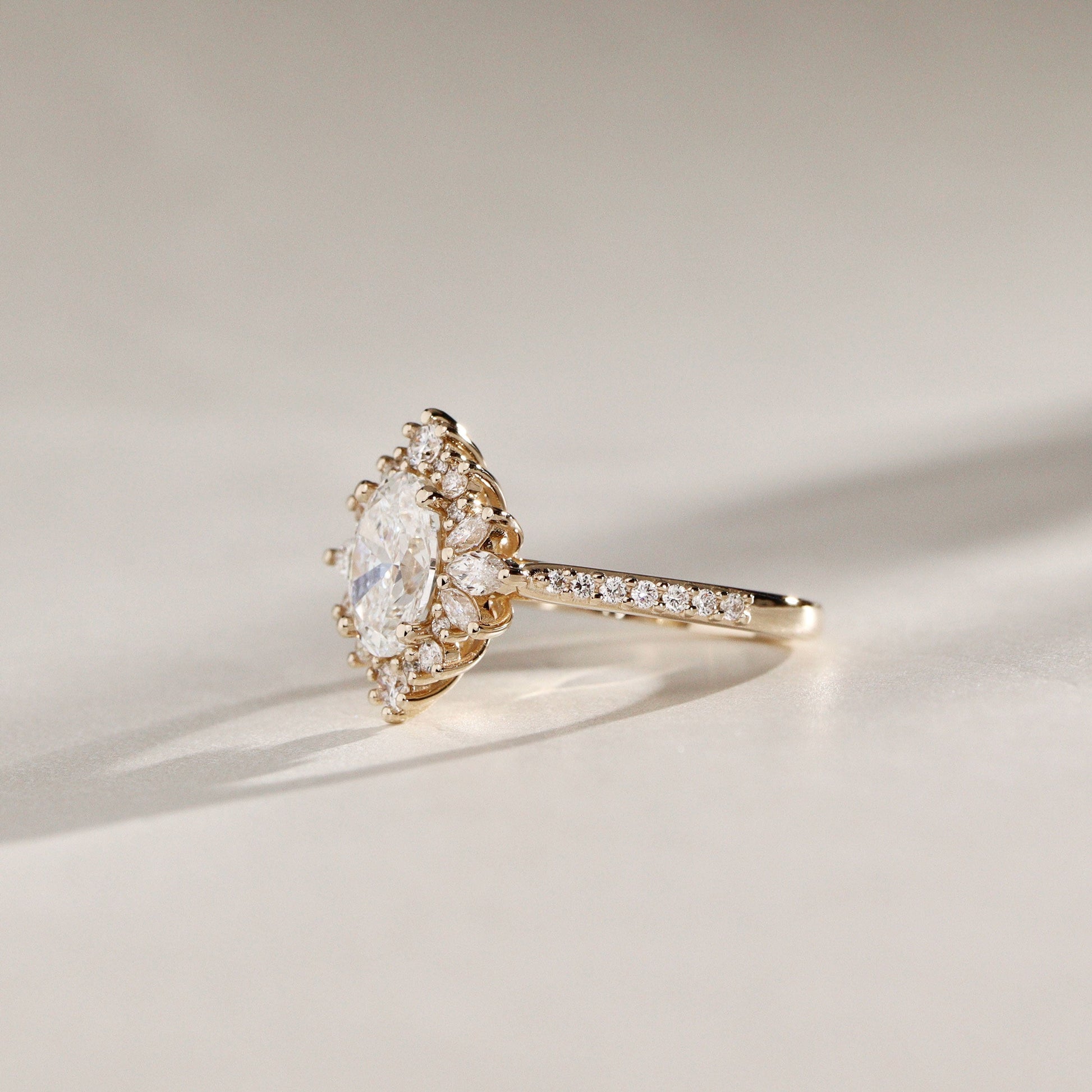 1.40 CT Oval Cluster Moissanite Engagement Ring
