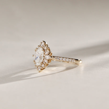 1.40 CT Oval Cluster Moissanite Engagement Ring