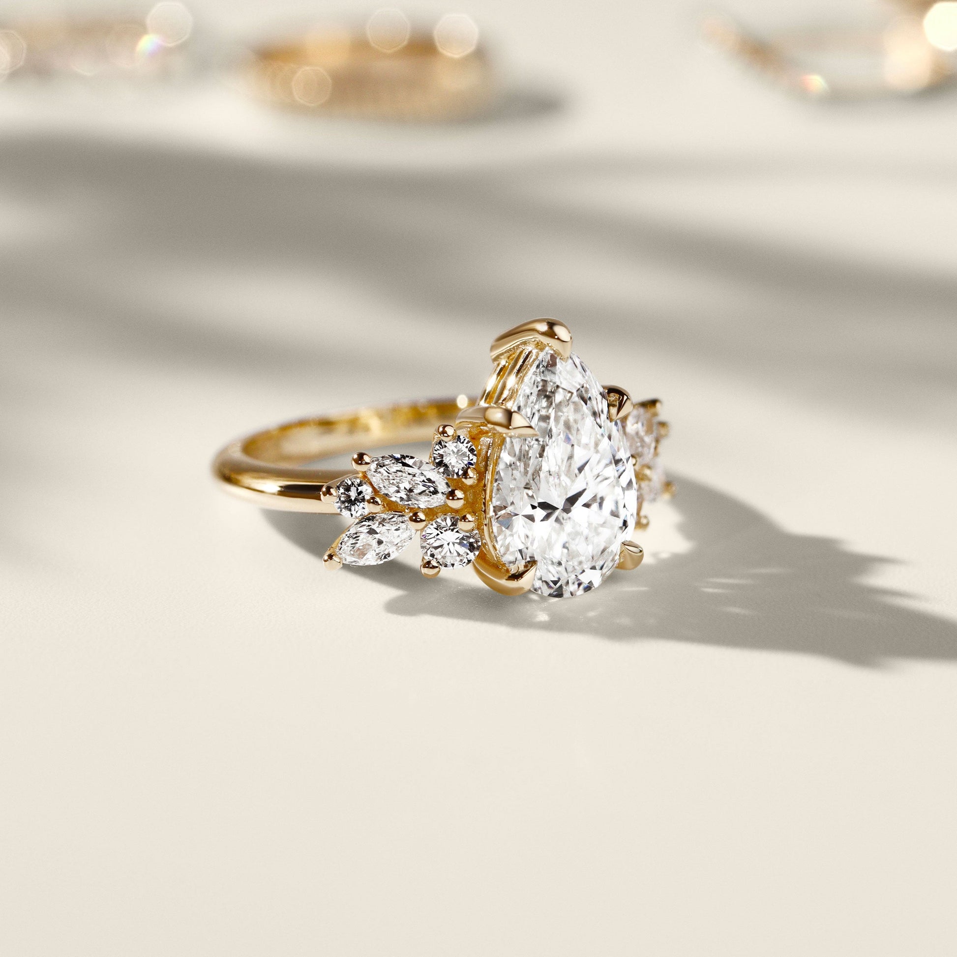 1.25 CT Pear Cluster Moissanite Engagement Ring