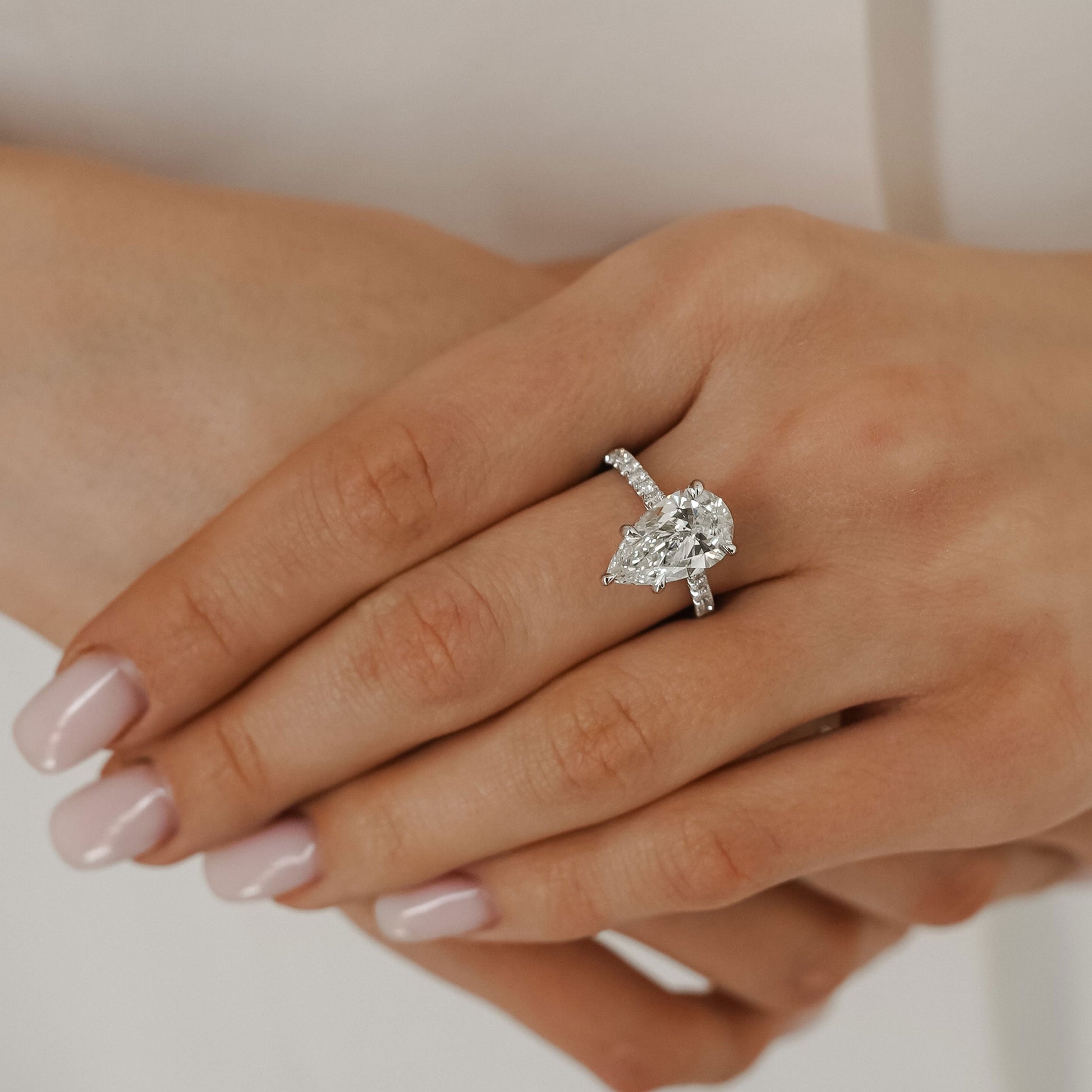 1.25 CT Pear Pave Moissanite Engagement Ring