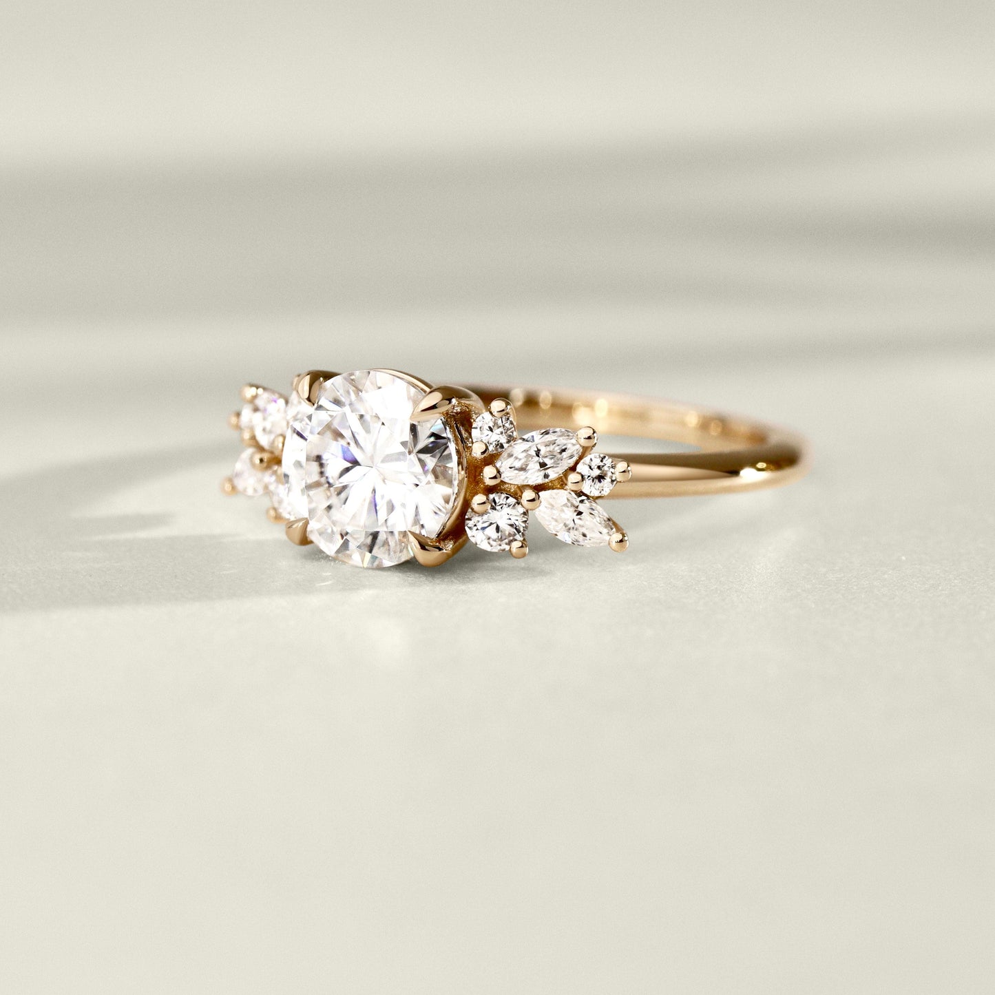 1.0 CT Round Cluster Moissanite Engagement Ring