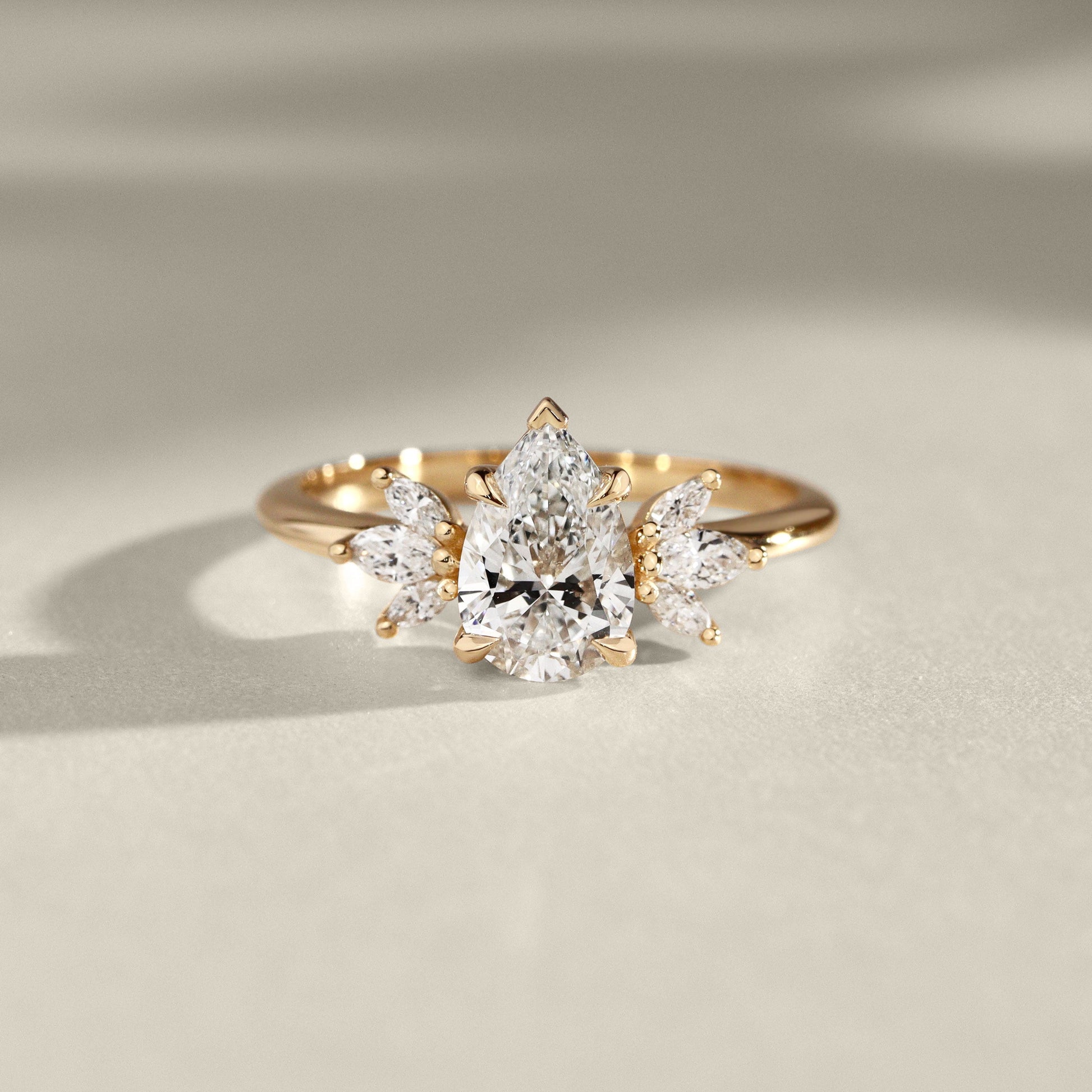1.25 CT Pear Cluster Moissanite Engagement Ring