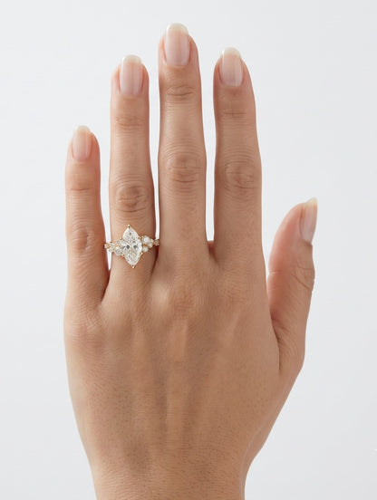 1.25 CT Marquise Cluster Moissanite Engagement Ring