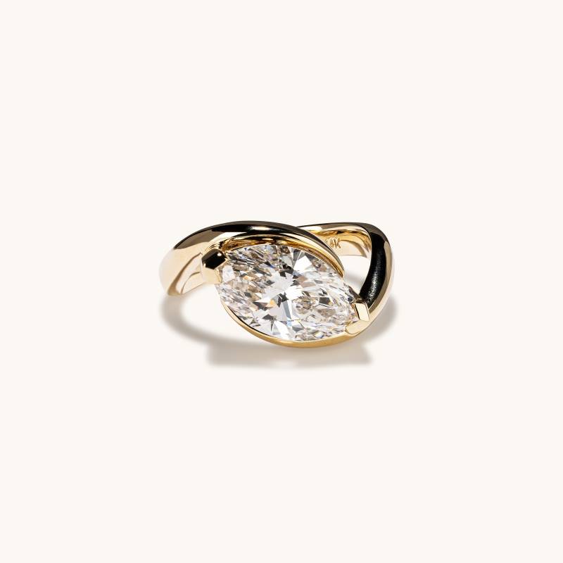3.02 CT East West Marquise Moissanite Engagement Ring