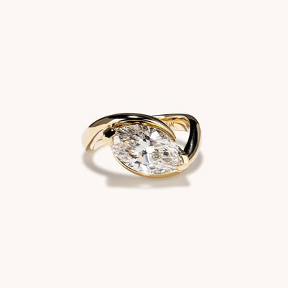 3.02 CT East West Marquise Moissanite Engagement Ring