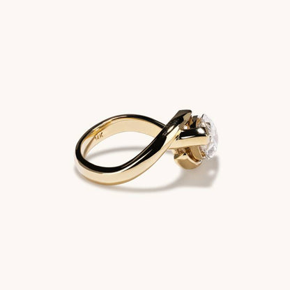 3.02 CT East West Marquise Moissanite Engagement Ring