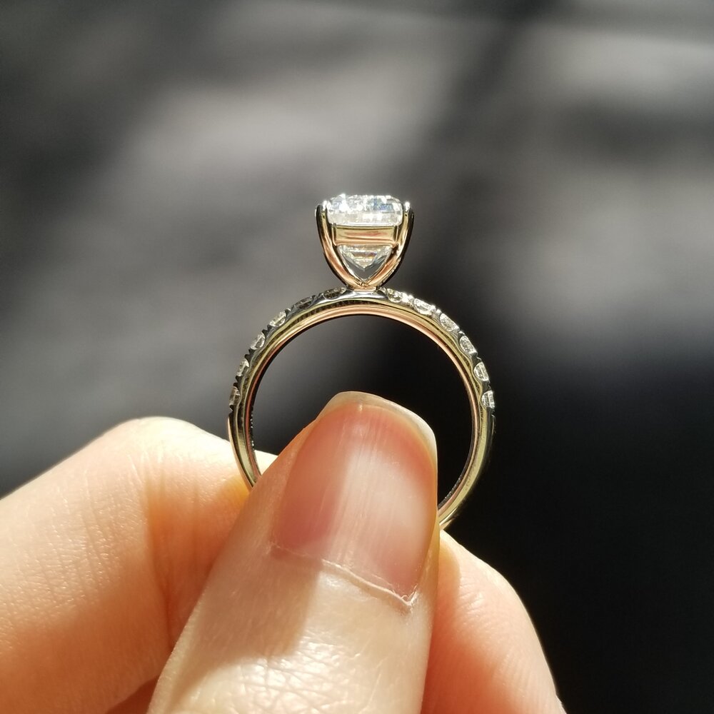 3 CT Emerald Pave Moissanite Engagement Ring