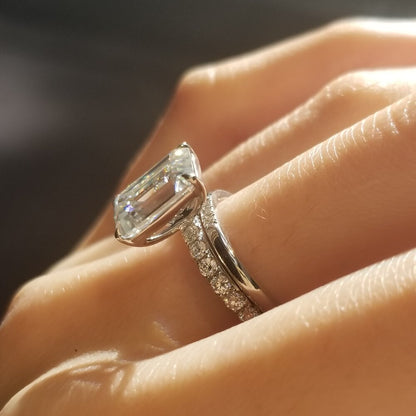 3 CT Emerald Pave Moissanite Engagement Ring