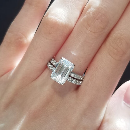 3 CT Emerald Pave Moissanite Engagement Ring