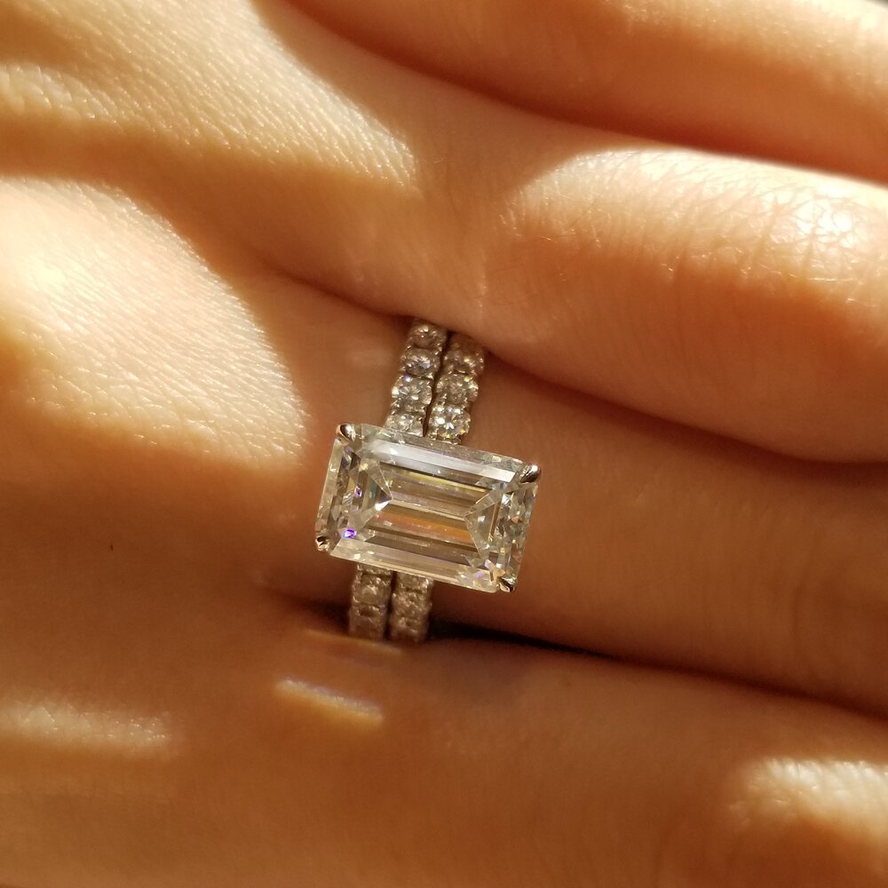 3 CT Emerald Pave Moissanite Engagement Ring
