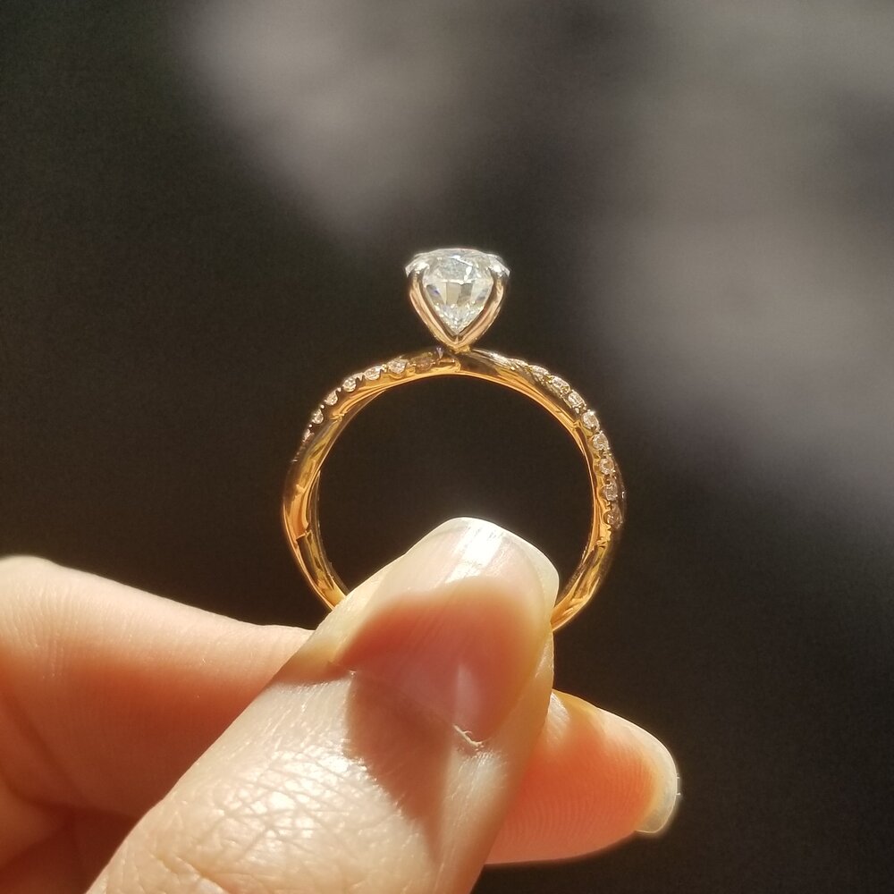 1.5 CT Oval Criss Cross Pave Moissanite Engagement Ring