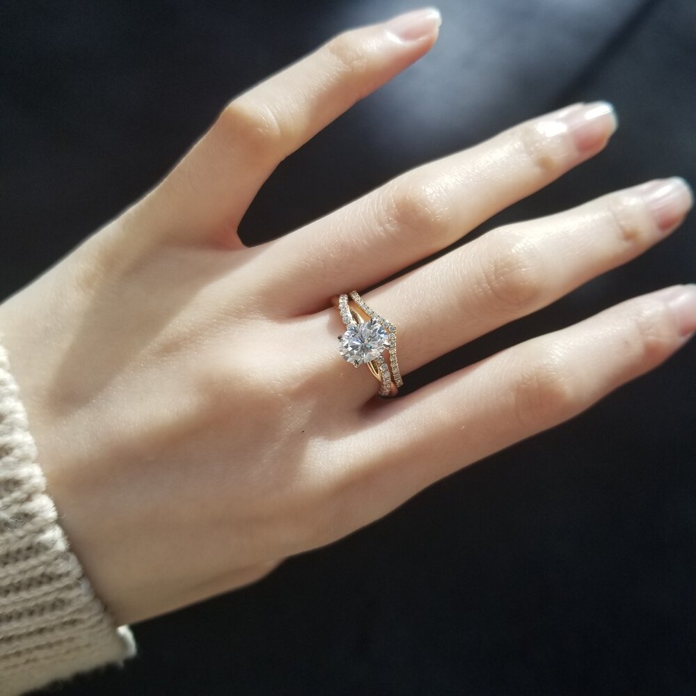 1.5 CT Oval Criss Cross Pave Moissanite Engagement Ring