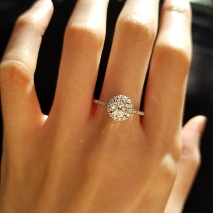 0.8 CT Round Halo & Pave Moissanite Engagement Ring