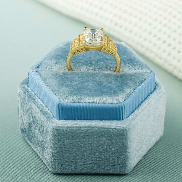 2.0 CT Emerald Cluster Moissanite Engagement Ring