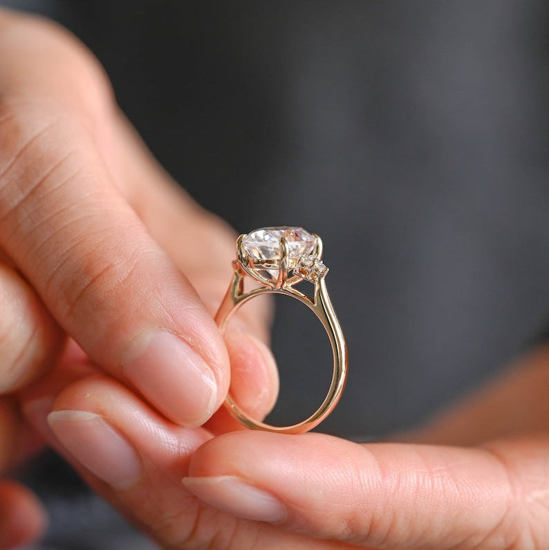 2.0 CT Oval Cluster Moissanite Engagement Ring